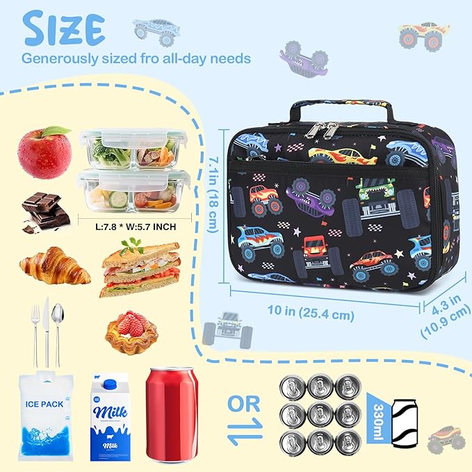 CAMTOP Lunch Box Kids Boys Insulated Lunch Cooler Bag Reusable Lunch Tote Kit for School Travel