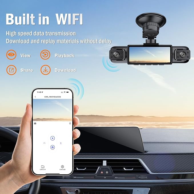 Car Camera Dash Cam Front and Rear Left Right, 4-Channel Video Recording WiFi Dashcam with Phone APP 360 Degree Car Security, HD 2K Car Dashboard Night Vision 24 Hours Parking Monitor G-Sensor