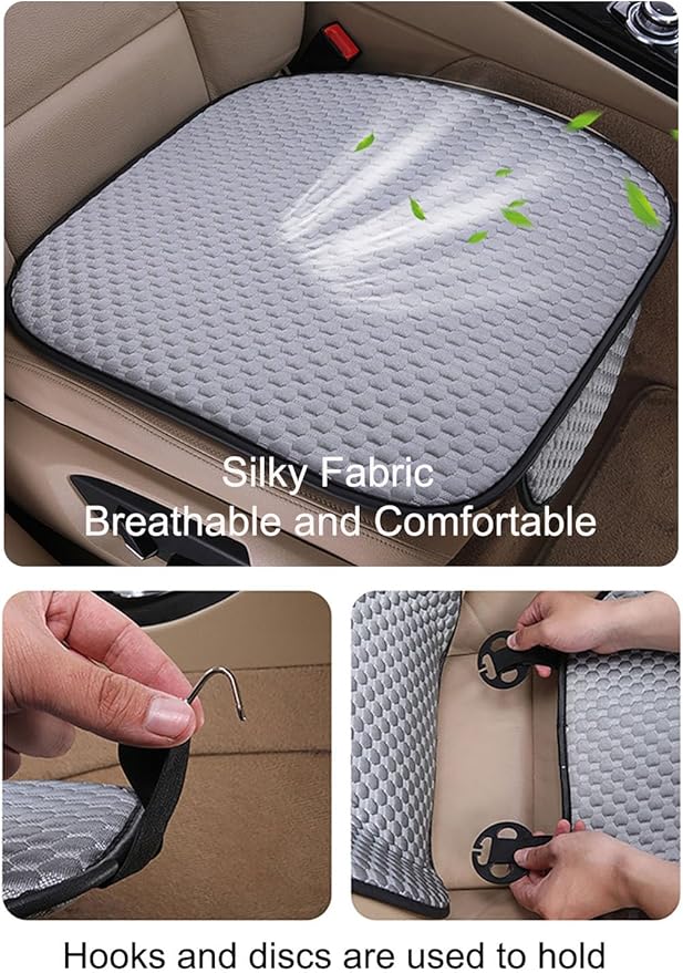 acdiac Universal Ice Silk Car Seat Cover Summer Auto Cool Cushion Breathable Cozy Non-Slip Car Seat Pads 3pcs/Sets (Brown)
