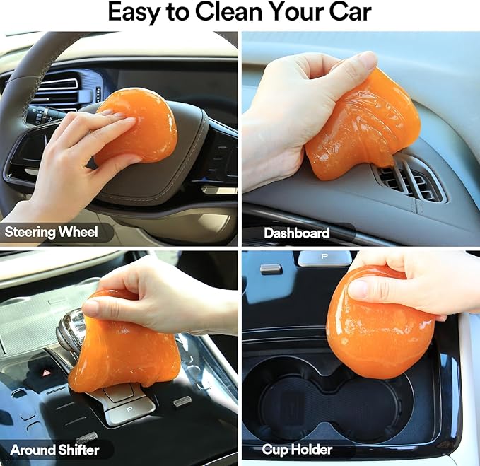 PULIDIKI Car Cleaning Gel Orange and Car Cleaning Putty Blue 2Pack Bundle