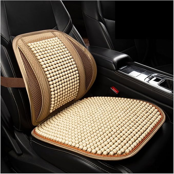 TOMSE Car Seat Chair Back Cushion for BMW X3 G01 2019 2020 2021 2022 2023 2024, Wooden Beads Ventilate Mesh Lumbar Brace Strong Durable Relieve Fatigue Summer Interior Accessories,B-Backrest