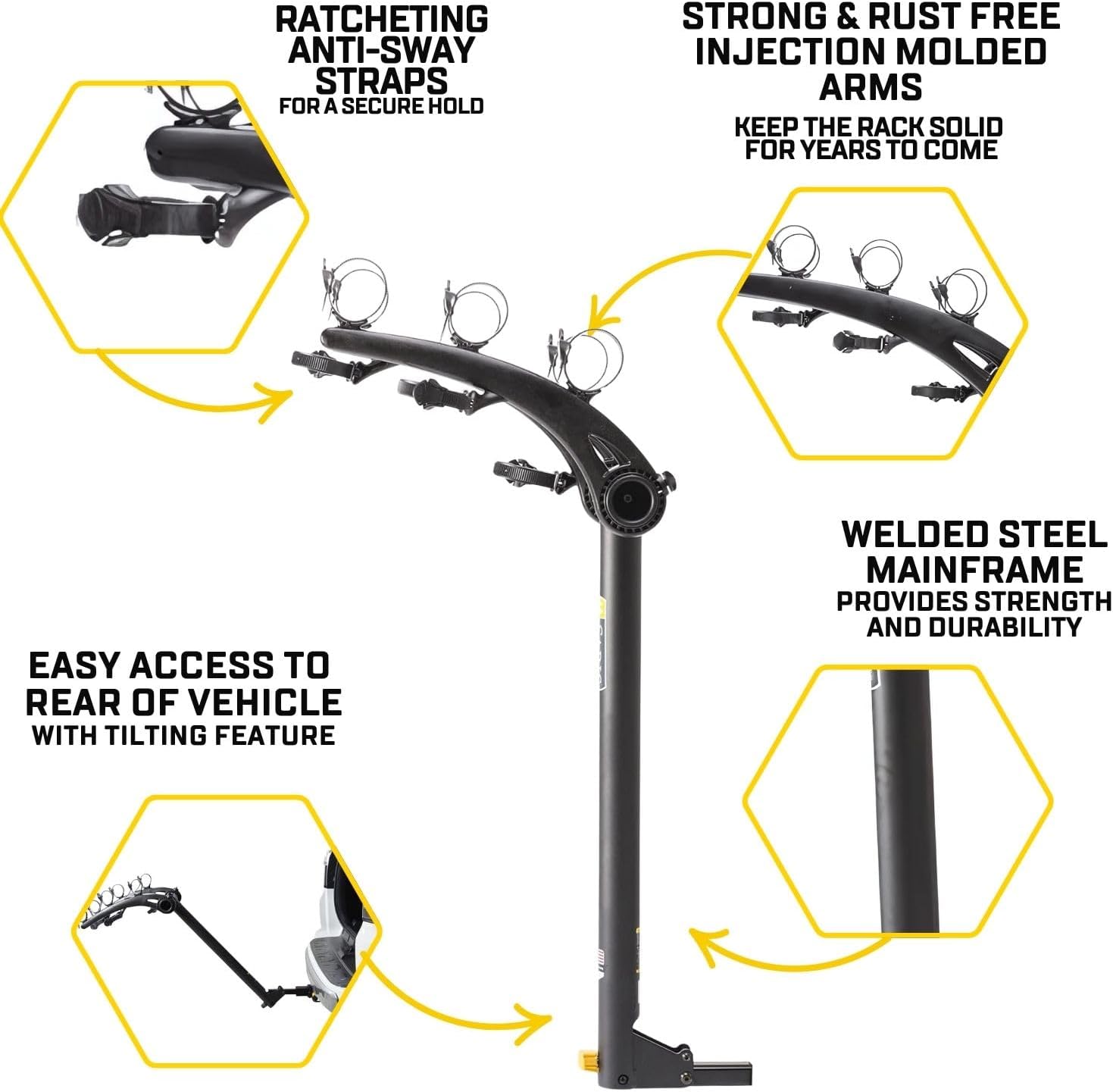 Saris Bones 3-Bike Hitch Rack Bicycle Carrier, with Easy Fold Design and Tilting Base