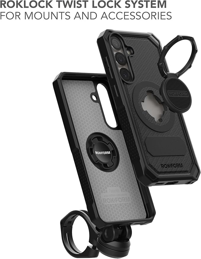 Rokform Rugged Case Compatible with Galaxy S25 Plus, Magnetic Cover with Twist Lock, Drop Tested Armor (Black) | Magnetic Cover, with Twist Lock, Drop Tested Armor