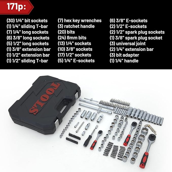 Hantinstom Ultimate Sockets Set Comprehensive Hand Tool Set Perfect for Home Essentials College Dorm Car Emergency Kit Ideal Apartment Essentials & Men’s Tools Gift