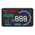 KAOLALI A8 HUD Display 5.5" Dash Screen Projector OBD2 Auto Gauge RPM MPH Speedometer Overspeed Warning Fuel Consumption Temperature Speed Heads Up Windshield Display Multiple-Color Bright for Cars