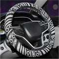 Boho Steering Wheel Cover, 15 Inch Coarse Flax Cloth Ethnic Style Anti-Slip Car Wheel Wrap, Universal Breathable Bohemian Steering Wheel Protector for Cars Vans Trucks (E)