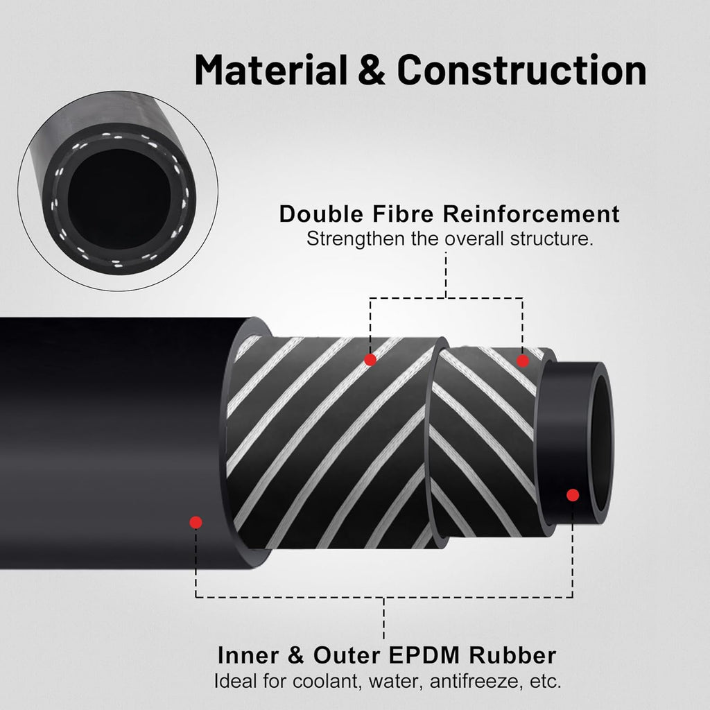 EVIL ENERGY 1" Heater Hose Coolant Radiator Straight 60PSI SAE 20R3 10FT Black