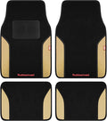 Rubbermaid Car Mats, Carpeted Floor Car Mat with Faux Leather & Built-in Heel Pad, Two-Tone Car Rug Floor Mats, Stylish Carpeted Floor Mats for Cars, Trucks & SUVs Beige Color