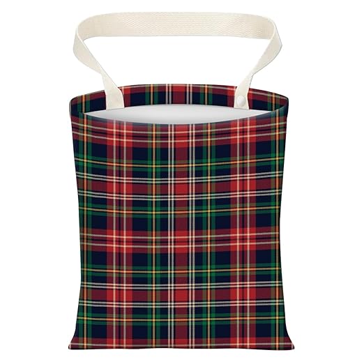 Cute Car Trash Can, Hanging Canvas Car Back Seat Organizer and Storage Bag, Funny Car Trash Bag For Travelling, Outdoor Cute Red Green Plaid