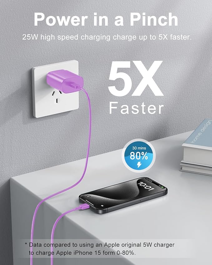 Type C Charger Fast Charging, 2Pack [10FT&6FT] Long USB C Cable with 25W Phone Super Fast Charger Block Compatible with Galaxy S25/S24/Plus/Ultra,iPhone 15/16/17/Air/Plus/Pro Max