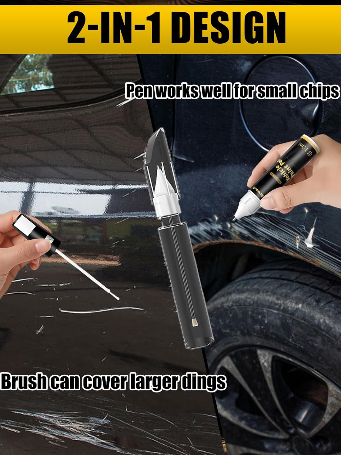 (197/9197) Obsidian Black Metallic Touch Up Paint Compatible with Mercedes-Benz, Exact Match Car Paint Pen Automotive Scratch Repair Remover Kit Quick & Easy Solution for Vehile Chips and Nicks