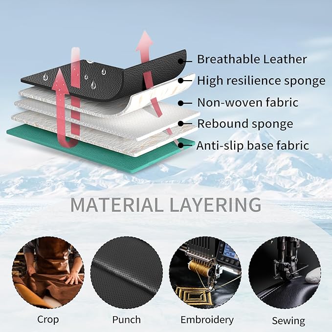 Fit Tucson Car Seat Covers Compatible with Hyundai Tucson 2010-2026, Premium Leather Breathable, Wear Resistant, Airbag Compatible, All-Weather Protection & Full Coverage, 2 Front Seat Brown