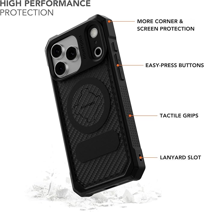 Rokform Rugged Case Compatible with iPhone 17 Pro Max, Magnetic Cover (Black)