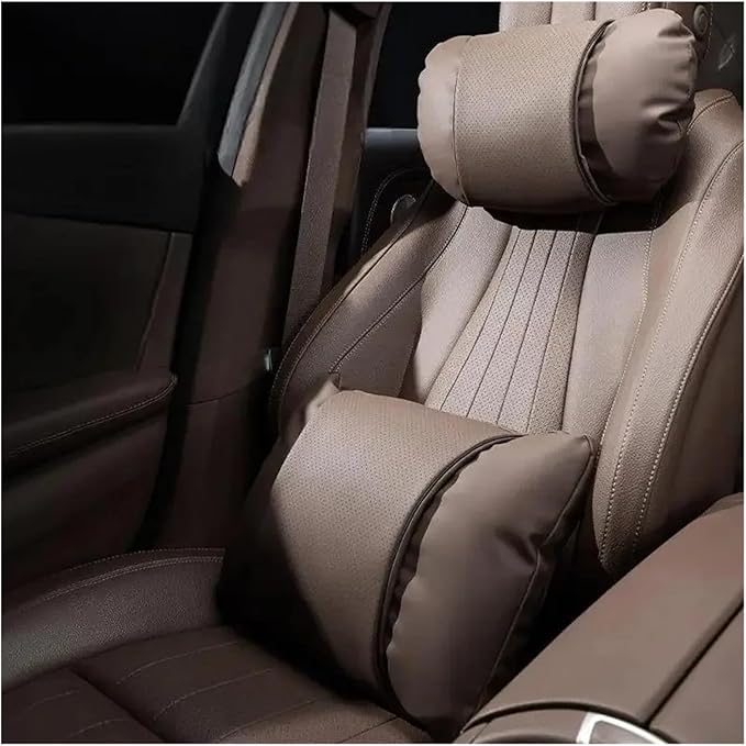 1/2PCS PU Leather Car Neck Pillow & Lumbar Support Cushion, Breathable Universal Seat Headrest Waist Pad, Soft Support Cushion for Daily Driving and Travel(B Style headrest)