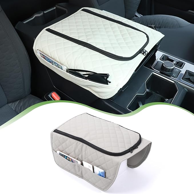 Center Console Armrest Cover Protector Pad Compatible with Toyota Tundra Sequoia 2022-2025 Leather Car Console Armrest Seat Cushion Waterproof Armrest Cushion Lid Interior Accessories (Style H)