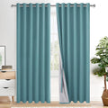 XWZO 100% Blackout Curtains - Thermal Insulated Black Liner Curtains, Noise Reducing and Heat Blocking Drapes for Hall and Studio Windows with Tiebacks, Stone Blue, W70 x L84, Set of 2
