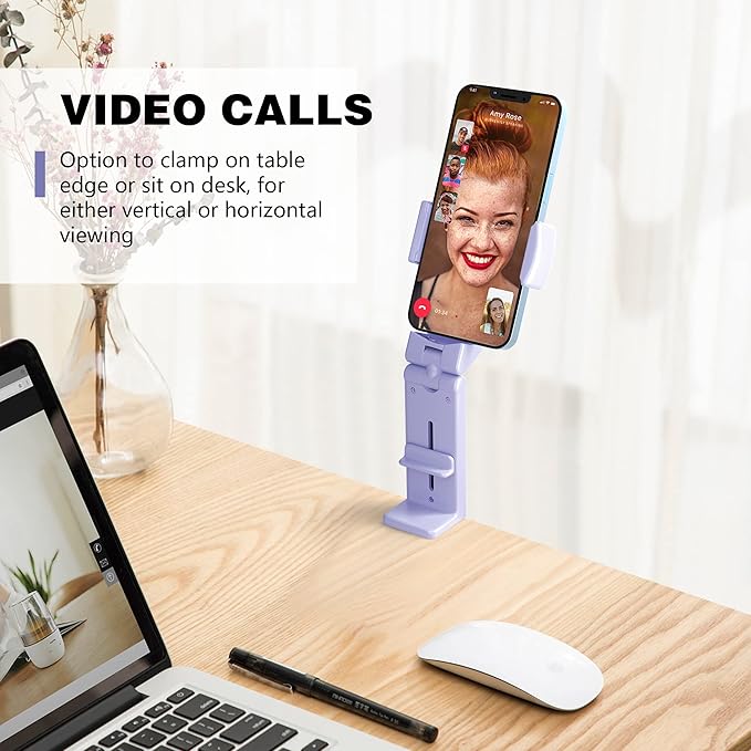 Perilogics Airplane Phone Holder Mount Universal in Flight Hands Free Viewing with Multi-Directional Dual 360 Degree Rotation (Lavender)