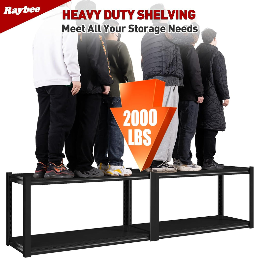 Raybee 40" W Garage Shelving 2000 LBS Storage Shelves 4 Tier Heavy Duty Shelving Adjustable Metal Shelves for Garage,Basement, Warehouse, 40" W x19 D x57 H