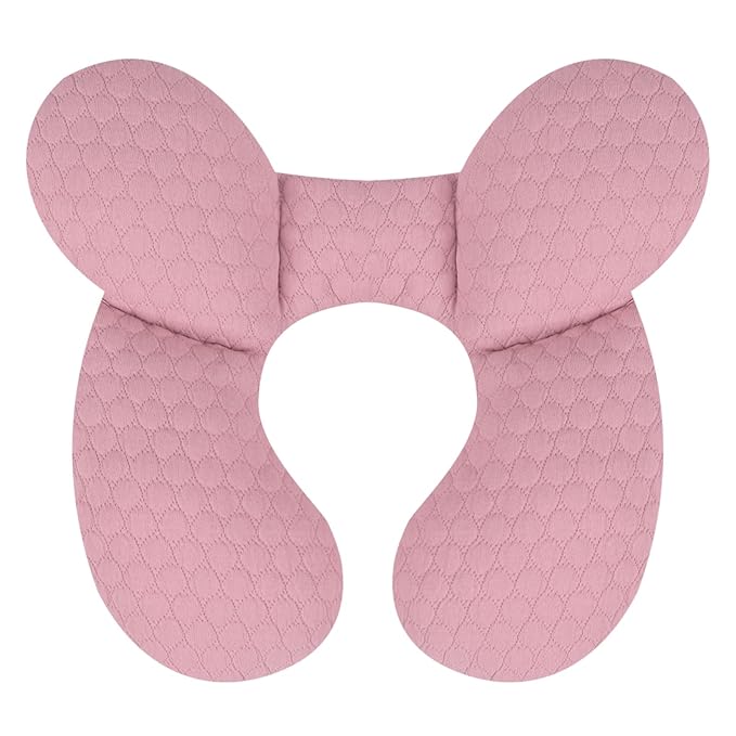 KAKIBLIN Baby Travel Pillow, Upgraded Baby Neck Pillows for Car Seat, Infant Neck Support Pillow for Head and Neck,Newborn Head Support for Car Seat, Stroller, Pushchair (Pink)