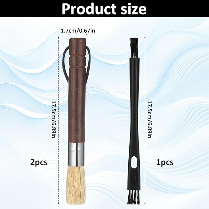 3 Pack Coffee Grinder Brush, Espresso Machine Brush with Wooden Handle and Natural Bristles, Coffee Grinder Cleaning Brushes for Home Kitchen Barista Espresso Machine