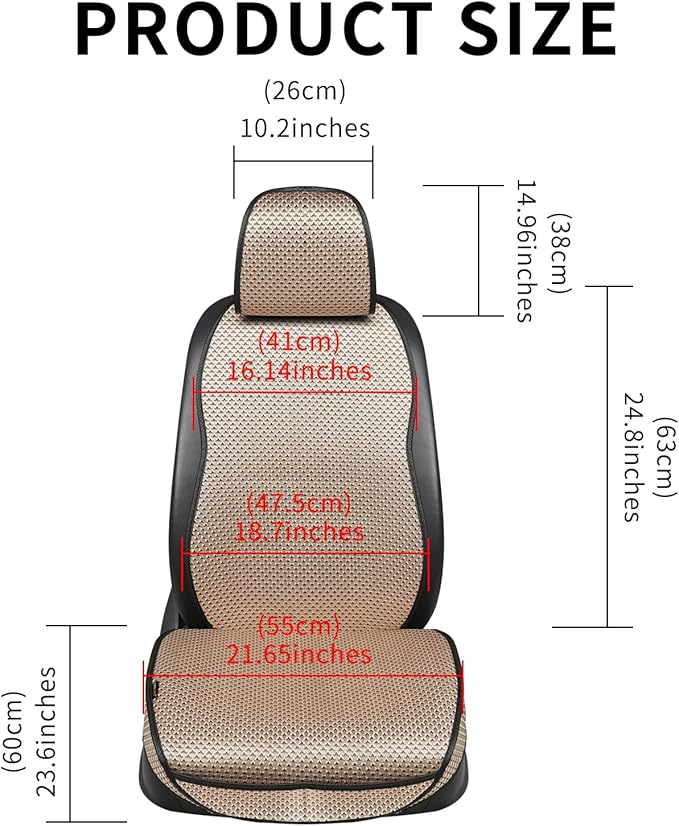 Auto Newer Car Seat Cover,Breathable Front Car Seat Cushion,Comfortable Car Seat Protector,Anti-Slip and Full Wrap Driver Car Seat Protector with Storage Pocket,Universal All Seasons(Beige,1PCS)