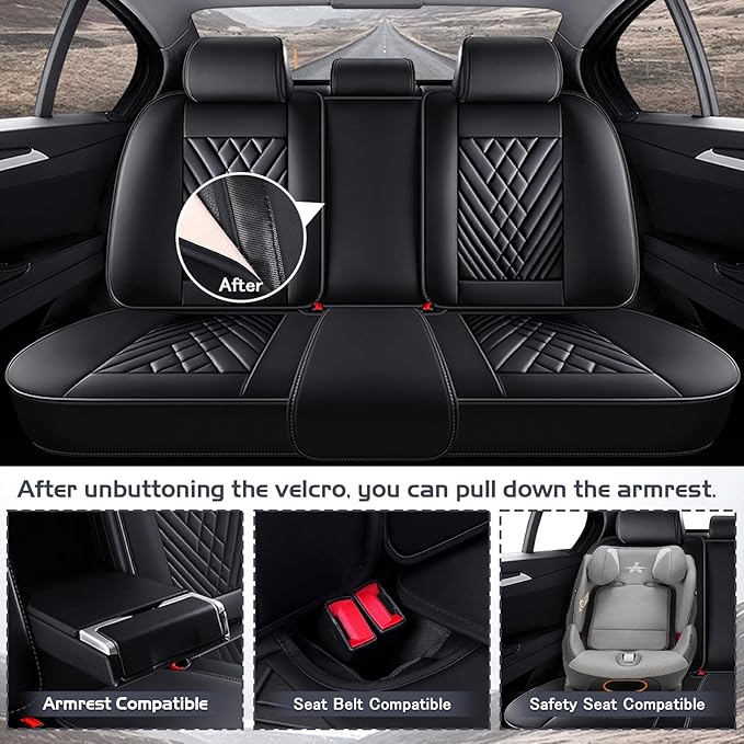 Truck Seat Covers for Ram 2500 2009-2026, Waterproof Premium Leather Full Coverage Car Seat Covers, Muscle Sport Style Auto Interior Seat Cover Sets (Full Set/Black)