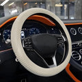 Wuyaoyao Car Steering Wheel Cover, Anti-Slip Silicone Steering Wheel Cover Protector, Non-Slip Massage Grip Auto Wheel Cover Fits 14-15 Inch, Universal Interior Car Accessories (Beige)