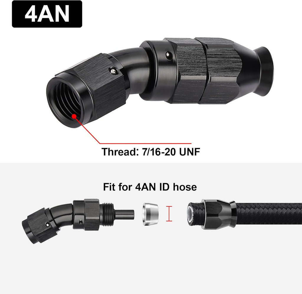 EVIL ENERGY 4AN 30 Degree PTFE One Piece Full Flow End Hose Fitting Aluminum Black