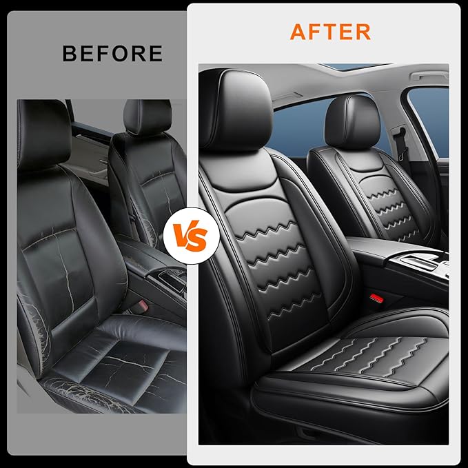 CX-30 Car Seat Covers Custom Fit for Mazda CX-30 2020-2026, Full Coverage Premium Leather Waterproof Breathable Seat Covers, Automotive Seat Protectors, Airbag Compatible(2 Front Seats, Black)
