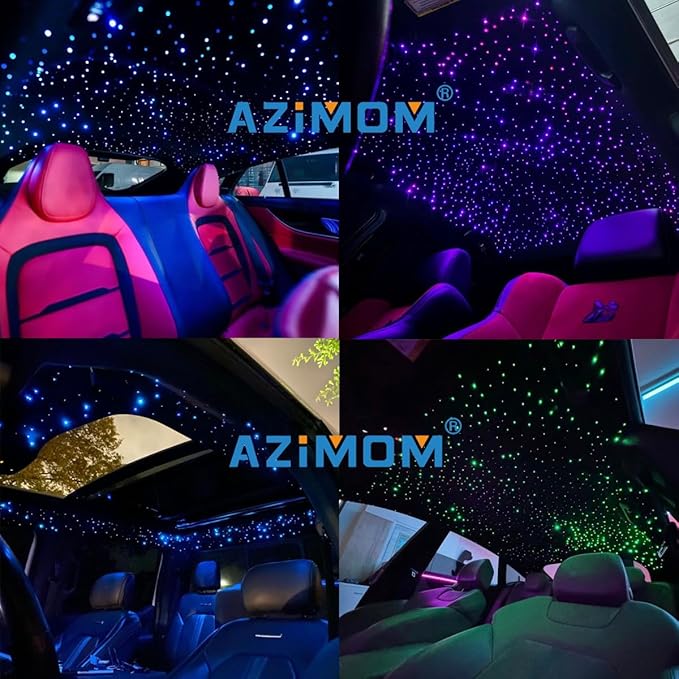 AZIMOM 16W Twinkle & Sound Activate Mixed430pcs*9.8ft Fiber Optic Starlight Headliner Kits for Car Home Star Ceiling Sky Decoration, APP& Remote Control Light Engine End Glow Fiber Strands