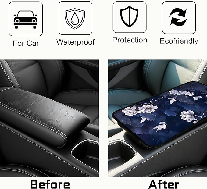 Car Armrest Cover Pad - Car Center Console Cushion Protector Against Pet Claws, Dirt and Sticky Fingers, Comfortable Auto Decor Accessory Fit for Sedan, Van, SUV