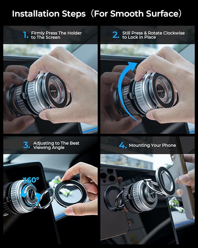 DIMONCOAT 2025 Upgraded 360° Rotation Vacuum Magnetic Phone Holder for Car,for Suction Cup Phone Mount Stand [109+LBS Strongest Suction & Magnetic] Adjustable Swivel Lock, for Your Car/Mirror