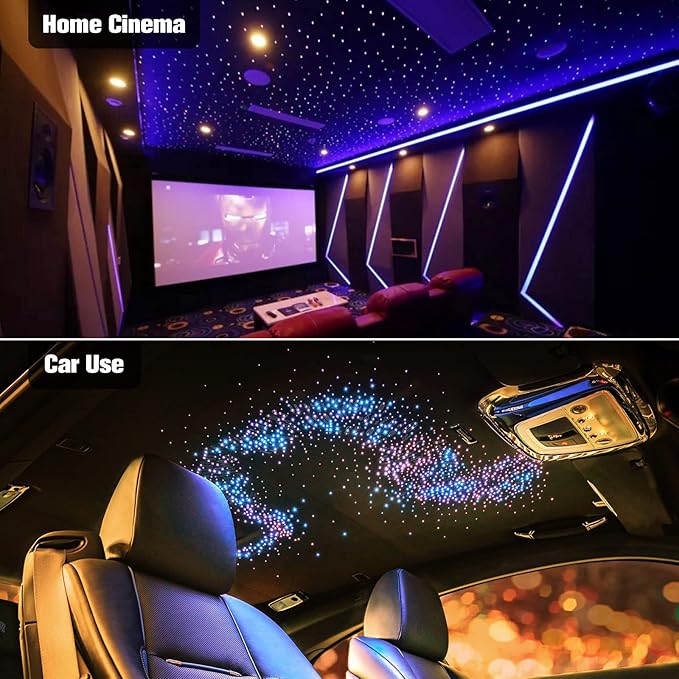 CHINLY Twinkle 500pcs 9.8ft (0.03in+0.04in+0.06in) Fiber Optic Lights Star Headliner kit, Music Mode Bluetooth APP Control Remote, RGBW Twinkle Star Lights for Star Headliner/Theater/Home Ceiling
