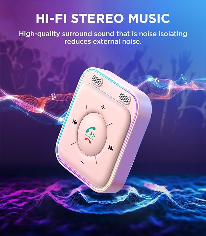 JOYROOM Bluetooth 5.4 Receiver for Car, AUX Bluetooth Car Adapter, 3.5mm Wireless Audio Receiver for Home Stereo/Wired Headphones, Hands-Free Call, Noise Cancelling, Pink