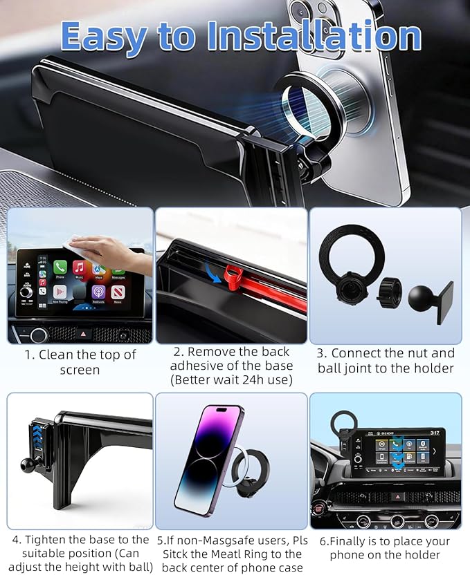 PZK Car Phone Mount for BMW X5 X6 2024 2025 2026 & BMW X7 2023-2026 Accessories Custom 14.9-inch Screen 360° Rotation Compatible with MagSafe Car Phone Holder with Storage Box Not Affect Air Vent