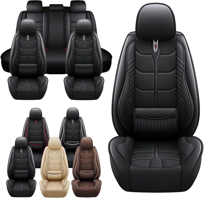 Leather Car Seat Covers Fit for Toyota Corolla Hybrid 2020-2024, 5 Seater Car Seat Cover, Premium Waterproof, Scratch Resistant Car Interior Accessories (Full Set Black)