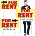 Marsui 3 Pcs Sale Sign 23.6 x 15.7 Inch Double Sided Sign with Stakes Blank Corrugated Plastic Signs with Directional Arrow and Metal Stake (for Rent)