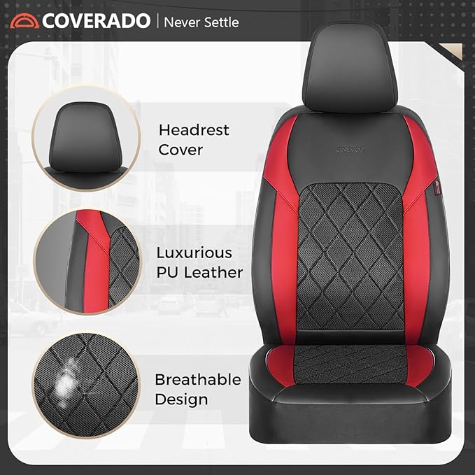 Coverado Car Seat Covers, Seat Covers Full Set, 5 Seats Automotive Seat Cover, Mesh Breathable Seat Protectors, Universal Fit for Most Cars