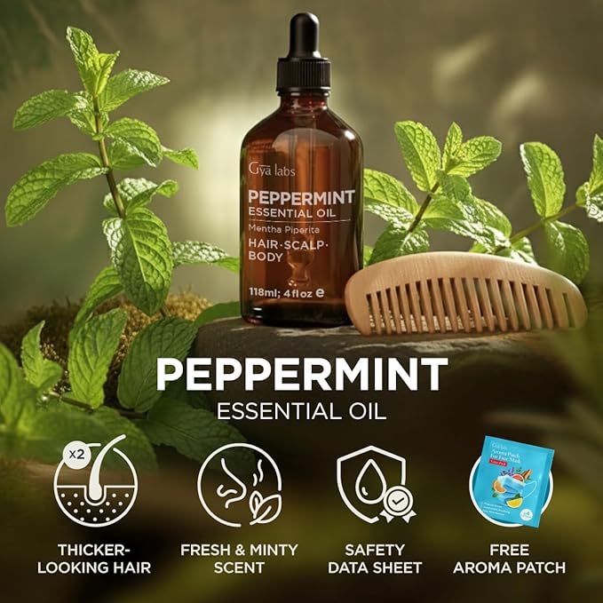 100% Pure Peppermint Essential Oil - 4 Fl Oz - Peppermint Oil for Hair, Skin, Diffuser, Aromatherapy & DIY Candle Making Scent