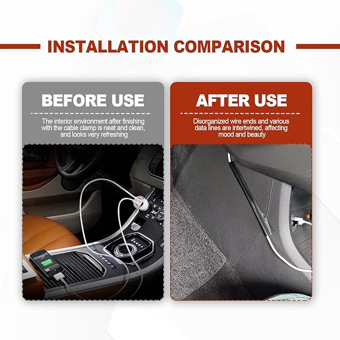 Automobile Concealed Cable Asleeves, Cable Racks, Automobile Power Cord Sleeves, Adhesive Cable Concealers USB Audio Video Conduit Cable Sleeves (4cs)