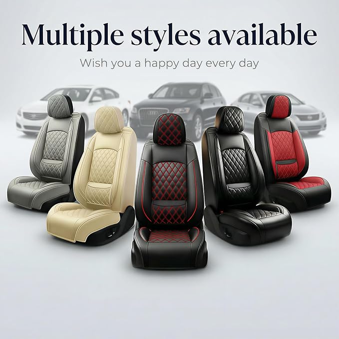 Fit Ioniq Car Seat Covers for Hyundai Ioniq 2017-2026 - Premium Leather, Waterproof, All-Weather, Airbag Compatible, Anti-Slip, Breathable, Easy Install, Seat Protectors, Full Set, Red