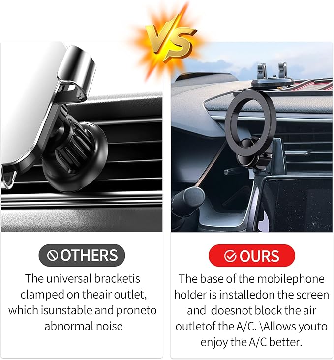 MaserWeller Car Phone Holder for Honda Civic 2016-2021 Accessories 5/7-inch Screen Fixed Clip, 360° Rotation Phone Mount Compatible with MagSafe,Cell Phone Holder that Does Not Affect Air Vent