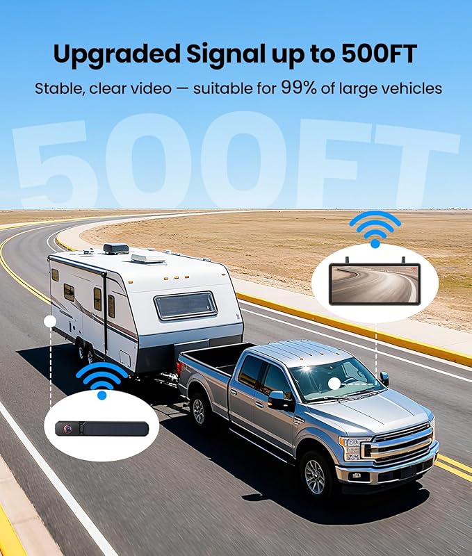 AUTO-VOX Solar Wireless Backup Camera: 7.2" HD Split-Screen DVR Recording, Dual Antenna Signal Upgrade, 3-Minute Easy Install, 1080P Color Night Vision Back Up Camera for Car, Truck, Camper, Trailer
