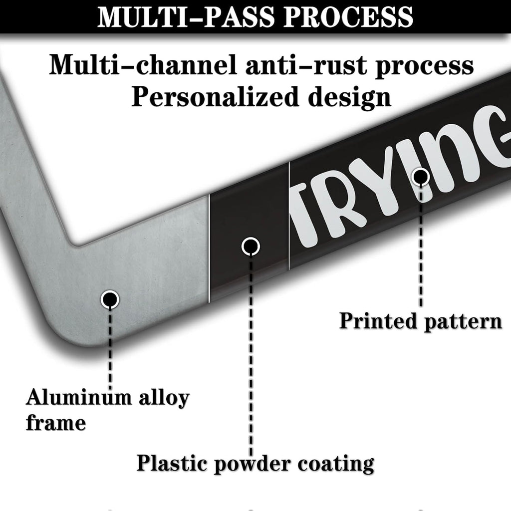 License Plate Cover Black and White License Plate Frames Please Don’t Honk I'm Trying My Best Aluminum Metal Car Accessory 2 Pack with Screw Covers Set