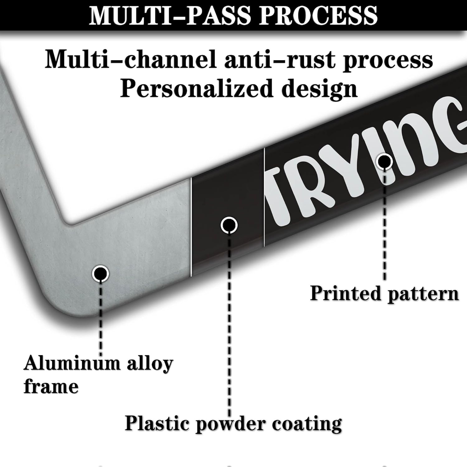 License Plate Cover Black and White License Plate Frames Please Don’t Honk I'm Trying My Best Aluminum Metal Car Accessory 2 Pack with Screw Covers Set