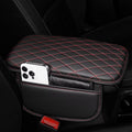 Upgraded Car Center Console Cover Fit for Corolla Cross Faux Leather Car Armrest Cover Cushion with 2 Storage Bags,Car Armrest Storage Box Interior Accessories(Black&Redline)