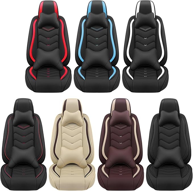 Car Seat Covers Fit for Infiniti g37 2000-2026, Stylish Sport Seat Covers, Waterproof Wear-Resistant Premium Nappa Leather Car Seat Cover.(2 Pcs Front with Pillow/Black Blue)