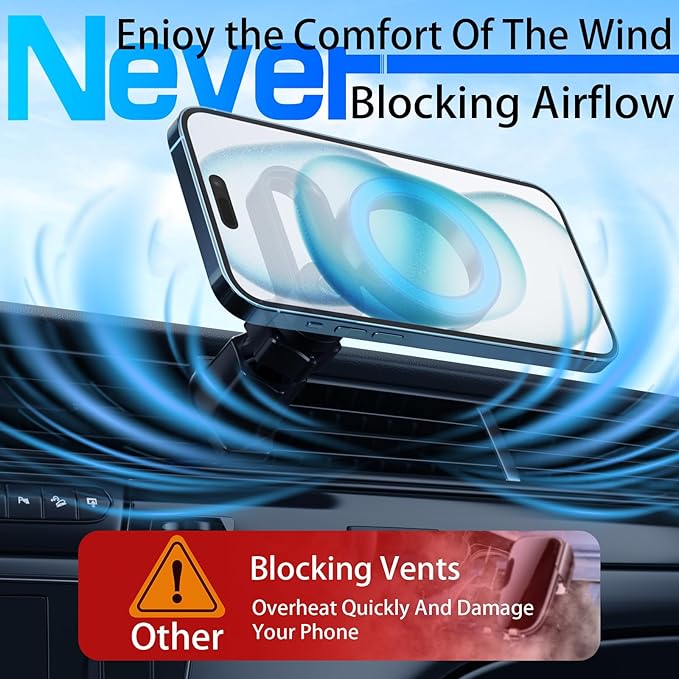 Mag safe Car Mount, Phone Holders for Your Car, [Strongest Magnets][Unlimited Angles]Magnetic Car Phone Holder Vent, Car Accessories for iPhone 16 15 Pro Plus Max 14 13 12 Mini Mag Safe Case Phones