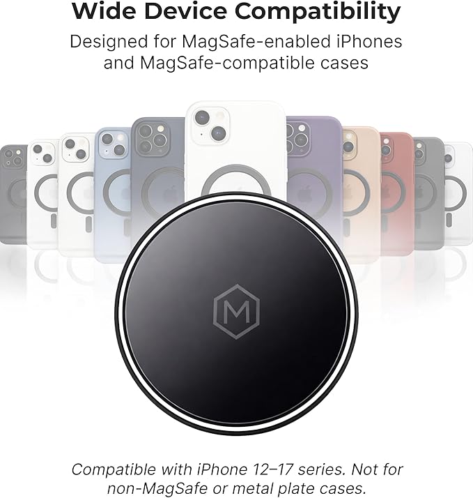 MagSwitch Qi2 Magsafe Car Mount Charger - Magnetic Cell Phone Holder with AMPS Plate Mount, 15W Fast Charger with a Built in On/Off Switch for Charging, Compatible with iPhone & Samsung