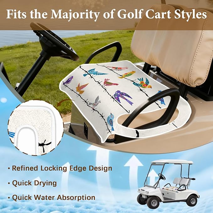 Golf Cart Seat Covers, Bird Golf Cart Seat Towel Blanket Club Car for Golf Lover Summer, Golf Cart Accessories, Keep Seat Comfortable and Cool for 2-Seat Golfs Carts, Gifts for Christmas Thanksgiving